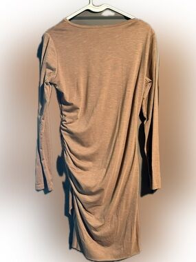 Long Sleeve Ruched Dress in Camel